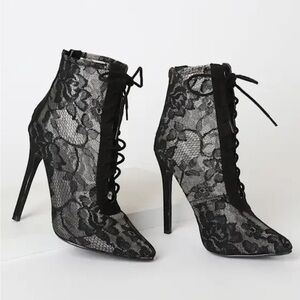 Black Lace Up Boots for Women
